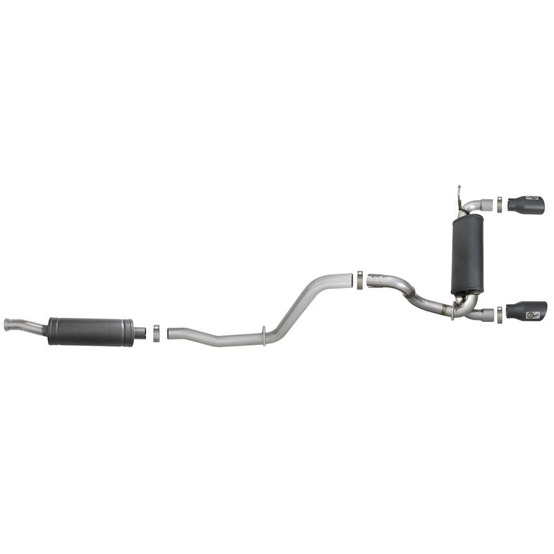 aFe Rebel Series 2-1/2 IN 304 Stainless Steel Cat-Back Exhaust System w/ Black Tips (49-38066-B)