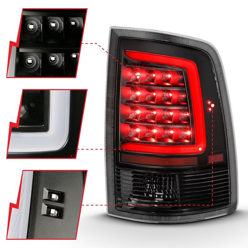 ANZO USA Tail Light Assembly, LED, Clear Lens, Black Housing, w/Plank Style Design, Pair, (311318)