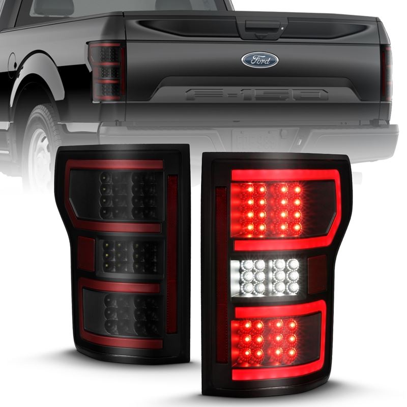 ANZO USA Tail Light Assembly, LED, Clear Lens, Black Housing, Red Light Bar, w/Sequential, (311314)