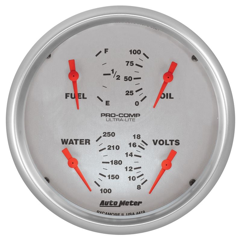 AutoMeter 5" QUAD GA, FUEL LEVEL, 0-90 OHM, UL (4419)