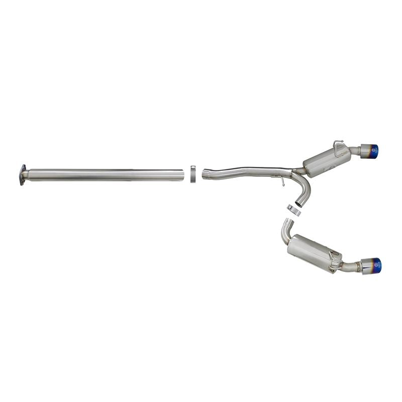 Takeda 3 IN to 2-1/2 IN 304 Stainless Steel Cat-Back Exhaust w/ Blue Flamed Tips (49-36701-L)