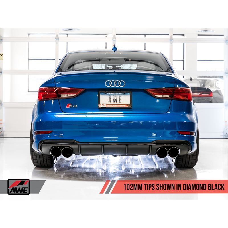 AWE SwitchPath Exhaust for Audi 8V S3 - Diamond Black Tips, 102mm (3025-43072)