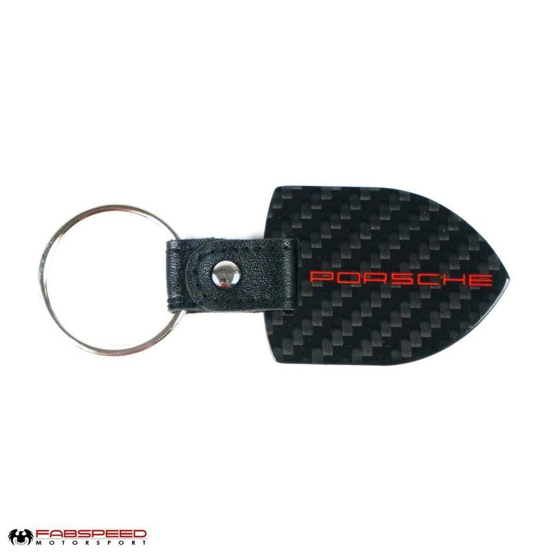 Fabspeed Porsche Crest and Script Carbon Fiber Keyring (FS.POR.CFKR)