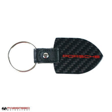 Load image into Gallery viewer, Fabspeed Porsche Crest and Script Carbon Fiber Keyring (FS.POR.CFKR)