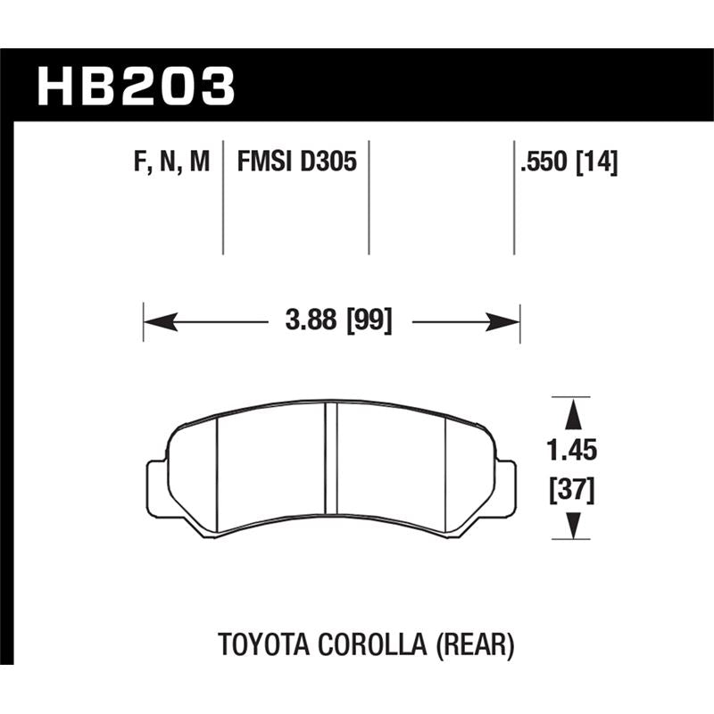 Hawk Performance HP Plus Brake Pads (HB203N.550)