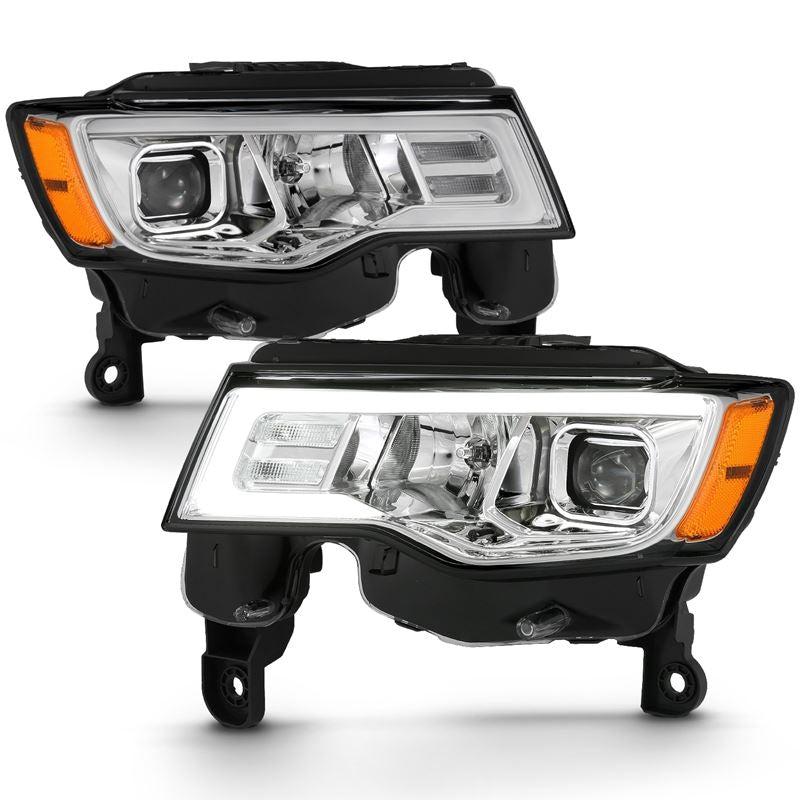 ANZO USA Projector Headlight Set w/Plank Style Switchback Chrome w/Amber Pair (111419)