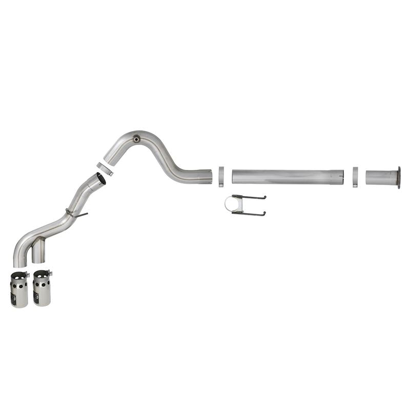 aFe Rebel XD Series 4 IN 409 Stainless Steel DPF-Back Exhaust w/Dual Polished Tips for 2015-2016 Ford F-250 Super Duty(49-43121-P)