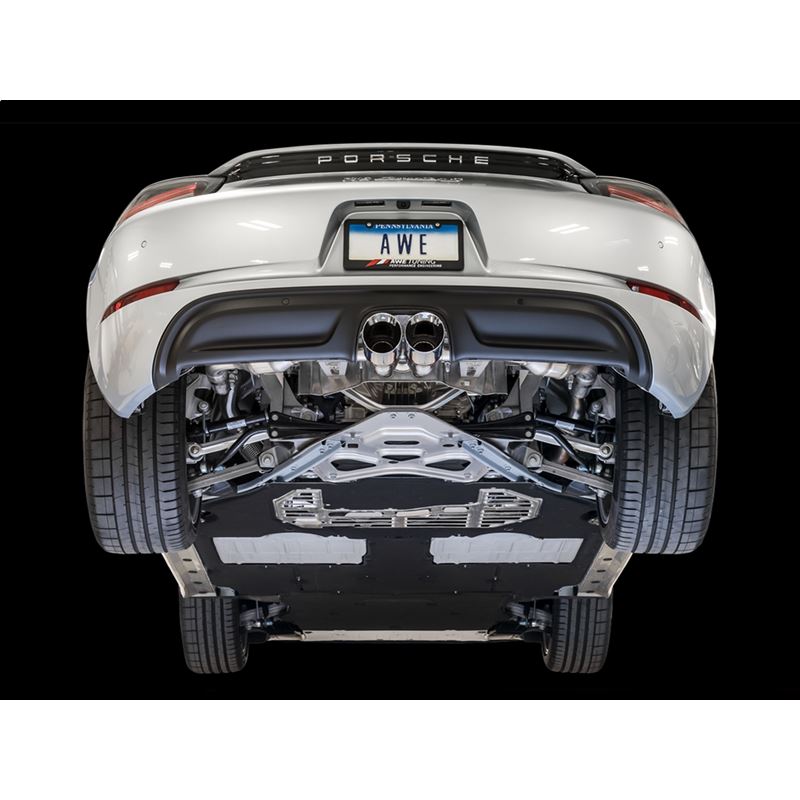 AWE Tuning Touring Edition Exhaust for Porsche 718 Boxster / Cayman - Chrome Silver Tips (3015-32080)