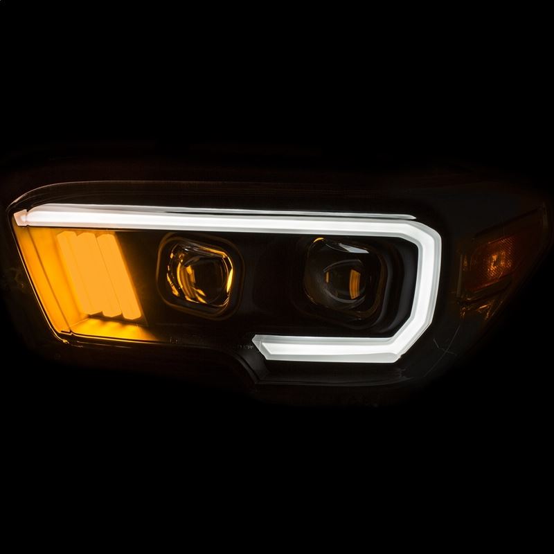 ANZO USA 2016-2017 Toyota Tacoma Projector Headlights w/ Plank Style Black w/ Amber (111377)