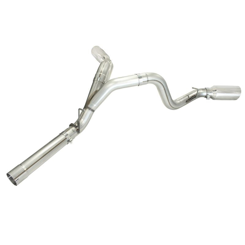 aFe Large Bore-HD 4 IN 409 Stainless Steel DPF-Back Exhaust System w/Polished Tip (49-44043-P)