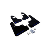 Rally Armor Black Mud Flap/Blue Logo for 2008-2015 Mitsubishi Lancer (MF10-UR-BLK/BL)