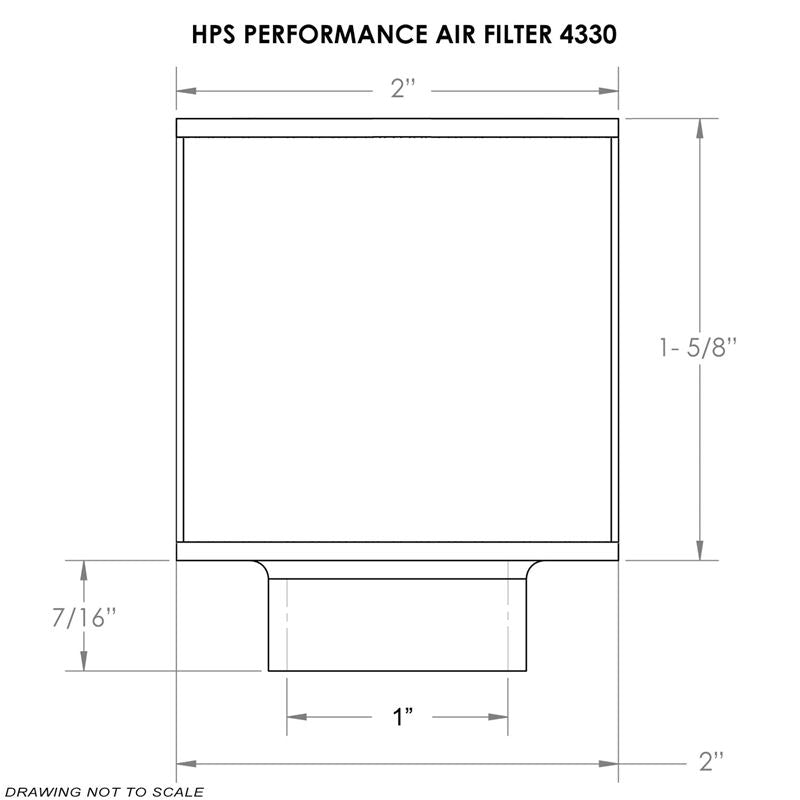 HPS Performance air filter, 1" flange ID, 2" height, pre-oiled and reusable (HPS-4330)