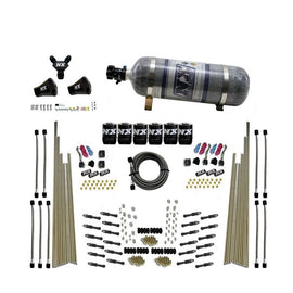 Nitrous Express 8 Cyl Dry Direct Port Three Stage 6 Solenoids Nitrous Kit (200-600HP) w/Comp Bottle (93206-12)