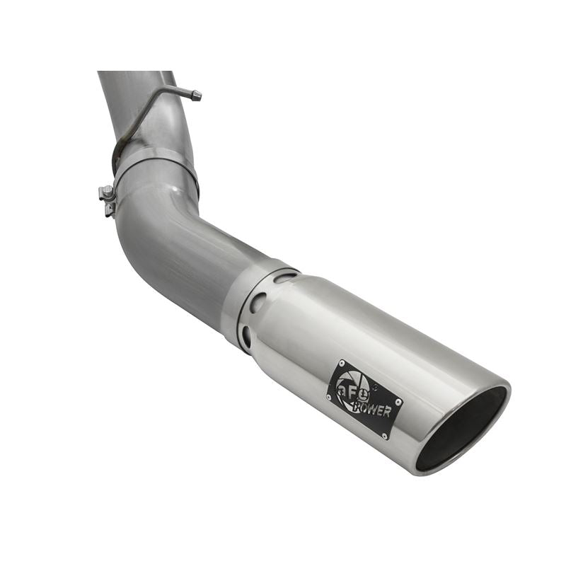 aFe Large Bore-HD 5 IN 409 Stainless Steel DPF-Back Exhaust System w/Polished Tip (49-44081-P)