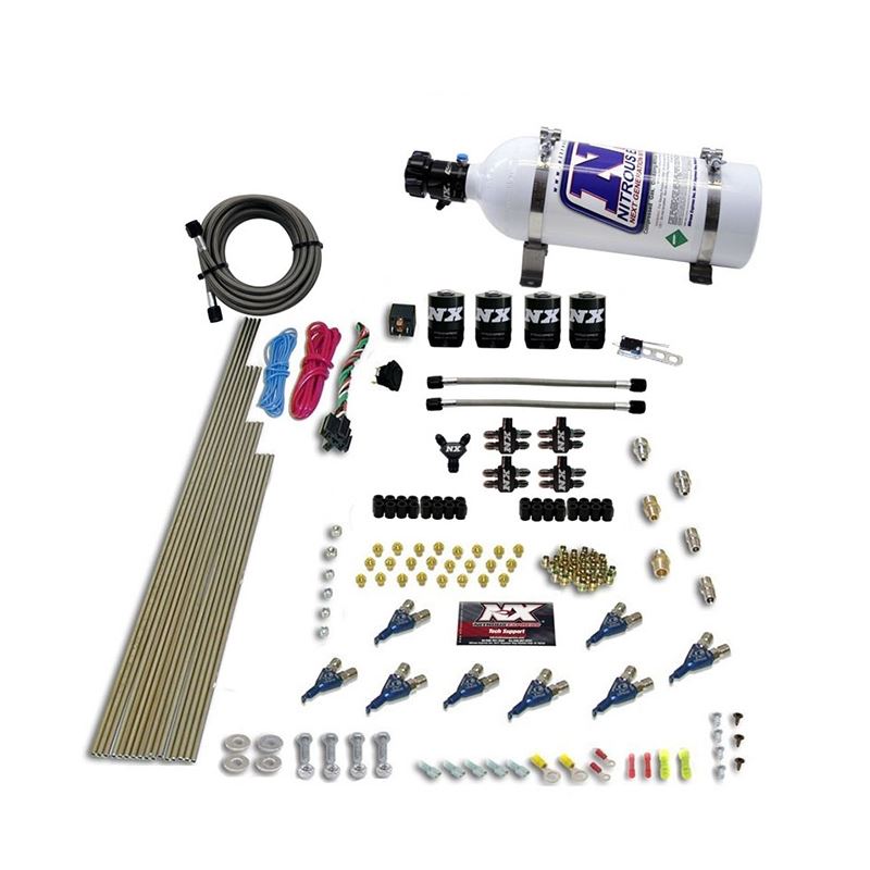 Nitrous Express 8 Cyl Piranha Direct Port 4 Solenoids Nitrous Kit (200-500HP EFI Jets) w/5lb Bottle (80001EFI-05)