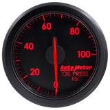 AutoMeter Airdrive 2-1/6in Oil Pressure Gauge 0-100 PSI - Black (9152-T)