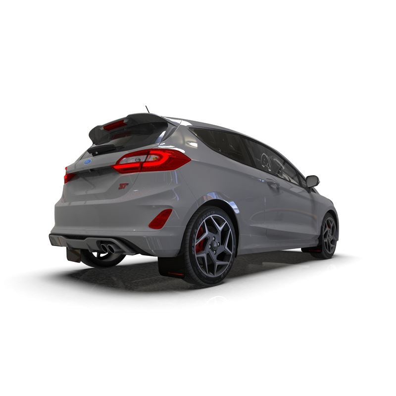 Rally Armor Black UR Mud Flap w/ Dark Grey Logo for 2018-2019 Ford Fiesta (MF60-UR-BLK/DGRY)