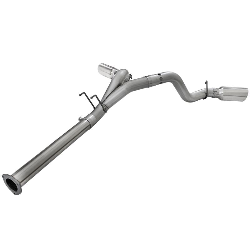 aFe Large Bore-HD 4 IN 409 Stainless Steel DPF-Back Exhaust System w/Polished Tip (49-43065-P)