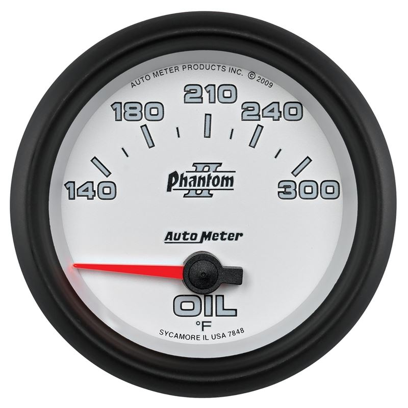 AutoMeter Phantom II 2 5/8in 140-300 Degree F Short Sweep Electronic Oil Temperature Gauge (7848)