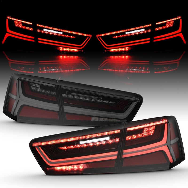 ANZO USA Tail Light Assembly, LED, Smoke Lens, Black Housing, Pair, 4 PCS, w/Sequential Signal, (321351)