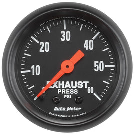 AutoMeter Z Series 52mm 0-60 PSI Mechanical Exhaust Gas Pressure Gauge (2611)