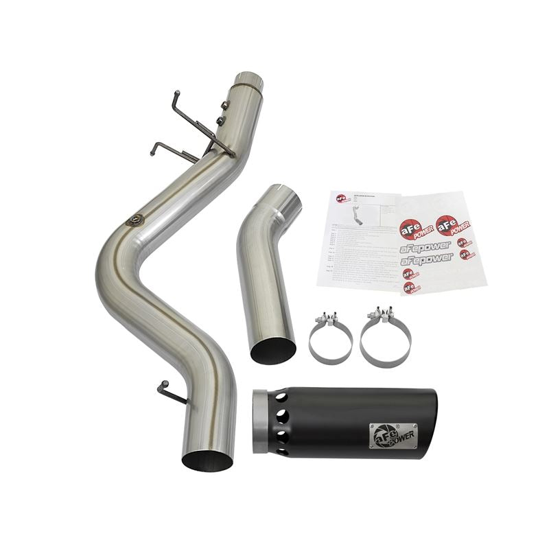 aFe Large Bore-HD 4 IN 409 Stainless Steel DPF-Back Exhaust System w/Black Tip (49-44085-B)