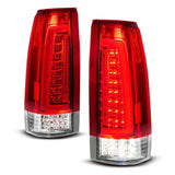 ANZO USA Full LED Light Tube Taillights Chrome Housing Red/Clear Lens for 88-99 Chevy C/K1500/2500/3500 (311484)