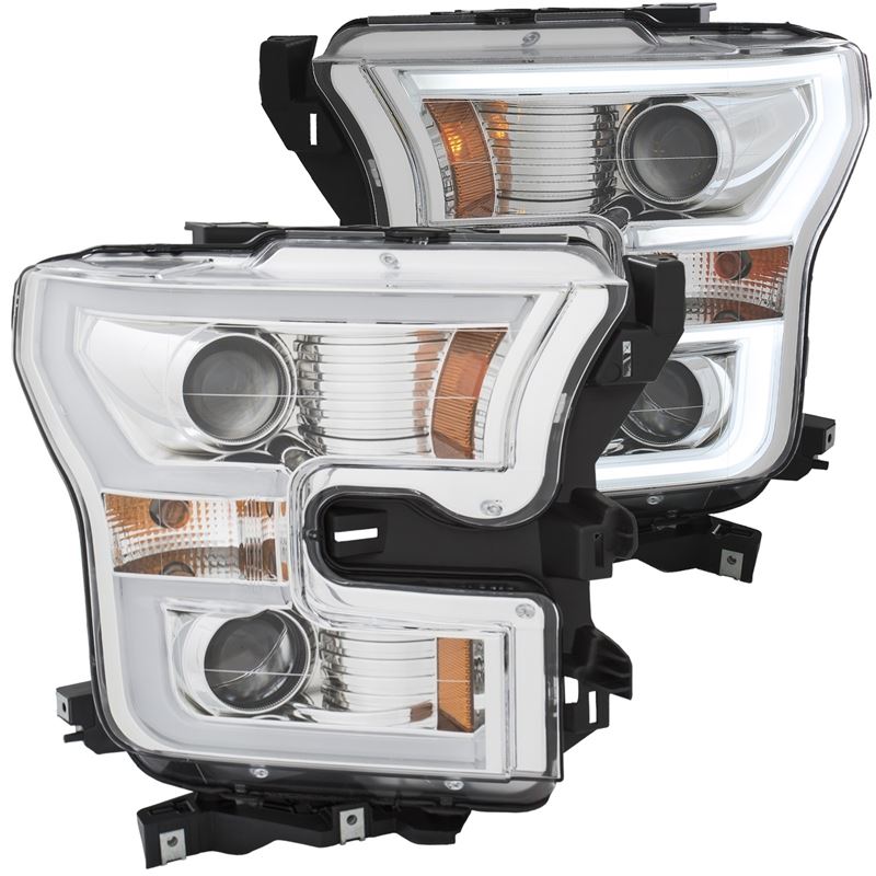 ANZO USA 2015-2016 Ford F-150 Projector Headlights w/ Plank Style Switchback Chrome w/ Amber (111358)