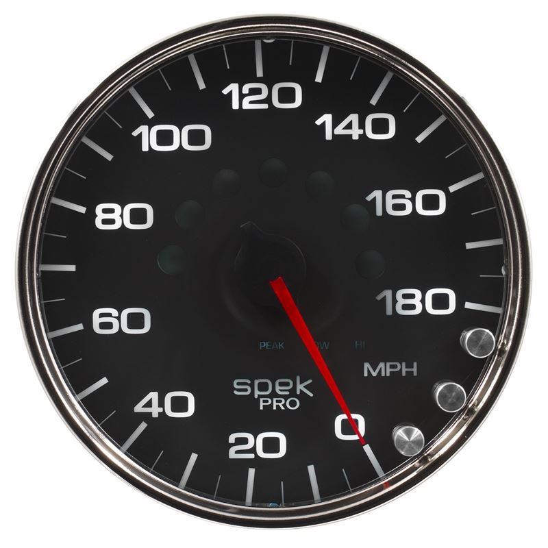 AutoMeter Spek-Pro Gauge Speedometer 5in 180 Mph Elec. Programmable Black/Chrome (P23031)