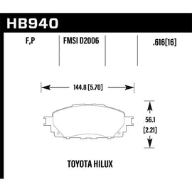 Hawk Performance SuperDuty Disc Brake Pad for 2016-2017 Toyota Hilux (HB940P.616)