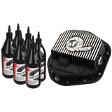 aFe Pro Series Front Differential Cover Kit Black w/ Machined Fins and Gear Oil (46-70082-WL)