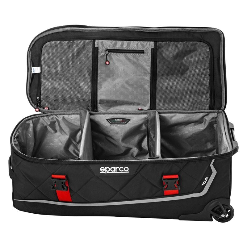 Sparco Tour Rolling Duffel Bag, Black/Silver (016437NRSI)