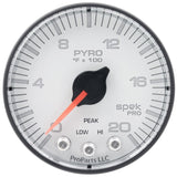 AutoMeter Spek-Pro Gauge Pyro. (Egt) 2 1/16in 2000f Stepper Motor W/Peak and Warn Wht/Blk (P310128)