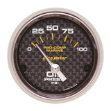 AutoMeter Marine Carbon Fiber 2-1/16in 100PSI Electric Oil Pressure Gauge (200758-40)