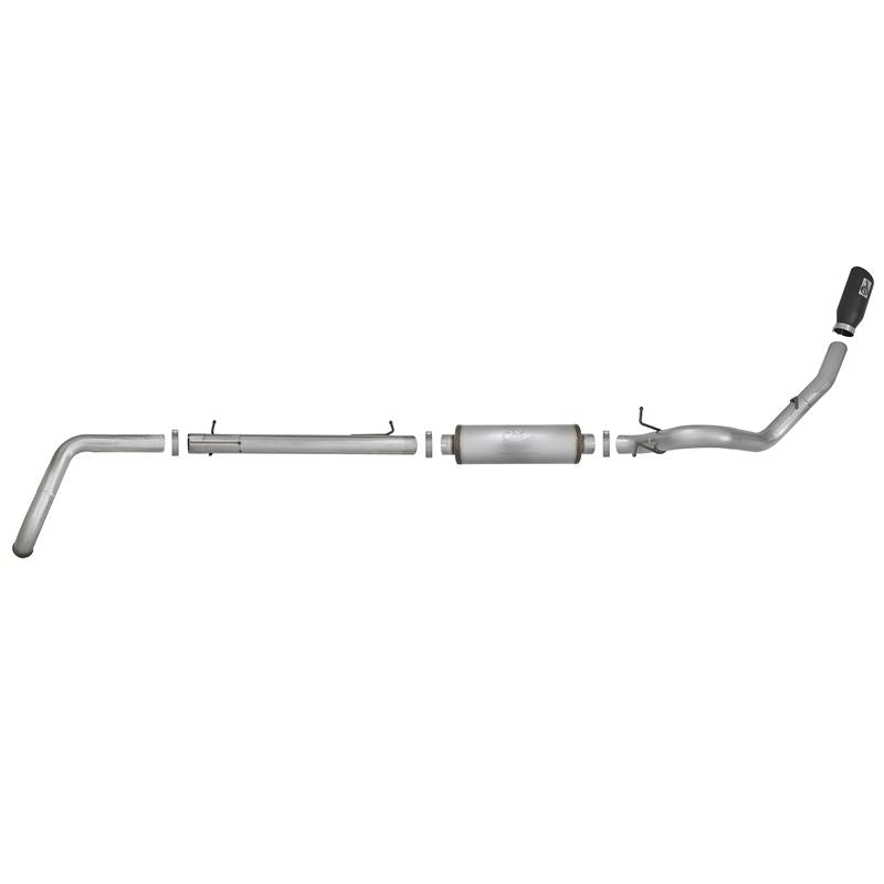 aFe Large Bore-HD 4 IN 409 Stainless Steel Turbo-Back Exhaust System w/ Black Tip (49-43008-B)