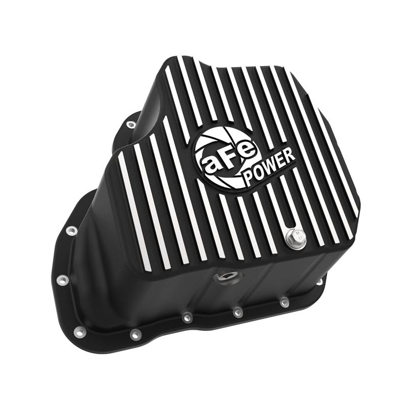 aFe Power Pro Series Engine Oil Pan Black w/ Machined Fins for GM Diesel Trucks 01-10 V8-6.6L (td) (46-71070B)