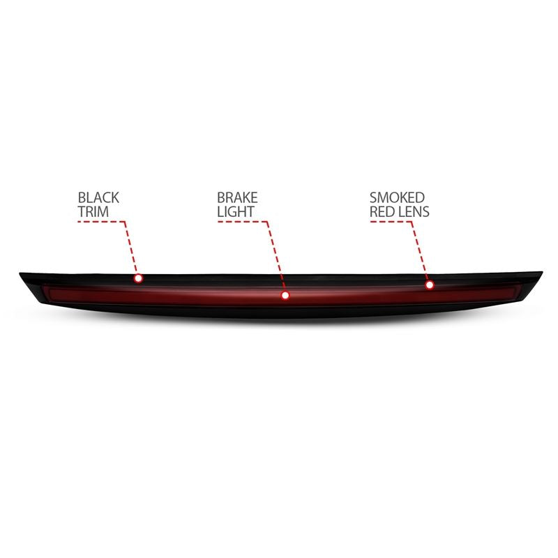 ANZO USA Third Brake Light Assembly, LED, Smoke Lens, Black Housing, w/Spoiler, (531109)