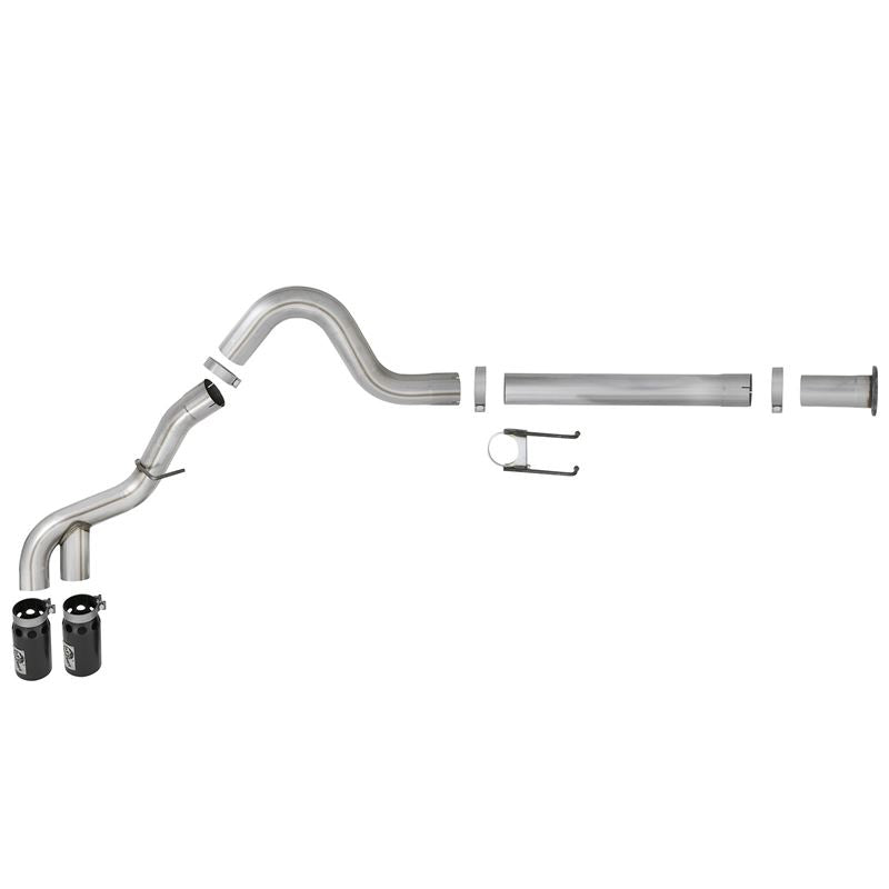 aFe Rebel XD Series 4 IN 409 Stainless Steel DPF-Back Exhaust w/Dual Black Tips for 2011-2014 Ford F-250 Super Duty(49-43120-B)