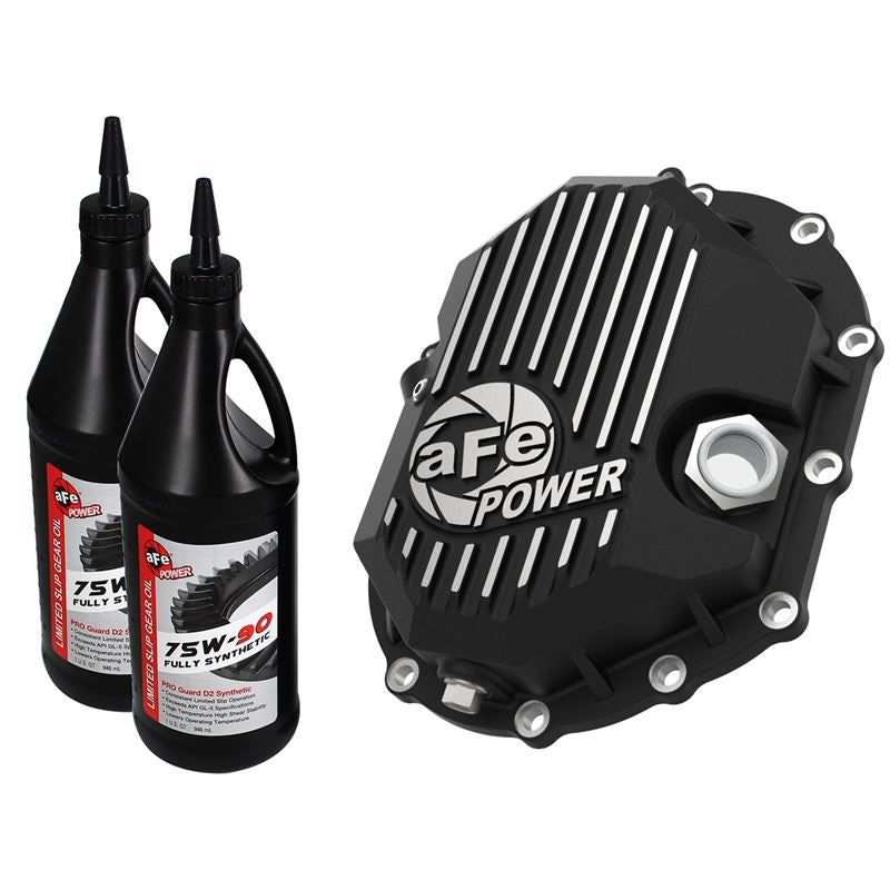 aFe Pro Series Front Differential Cover Black w/ Machined Fins and Gear Oil (46-71051B)