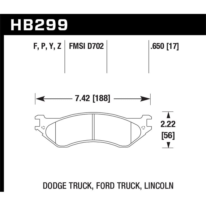 Hawk Performance Performance Ceramic Brake Pads (HB299Z.650)