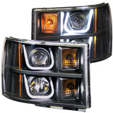 ANZO USA 2007-2013 Gmc Sierra 1500 Projector Headlights w/ U-Bar Black (111284)