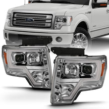 Load image into Gallery viewer, ANZO USA Projector Headlight Set, Clear Lens, Chrome w/Amber Housing, Pair, w/Plank Style Design (111444)