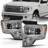 ANZO USA Projector Headlight Set, Clear Lens, Chrome w/Amber Housing, Pair, w/Plank Style Design (111444)