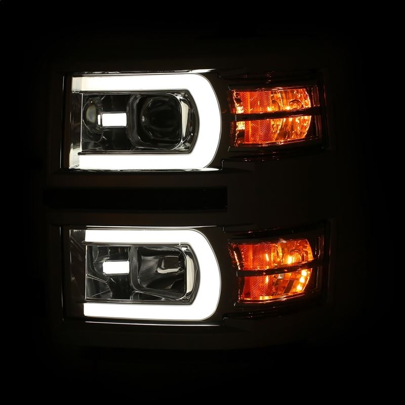 ANZO USA Projector Headlight Set w/Plank Style Switchback Chrome w/Amber Pair (111413)