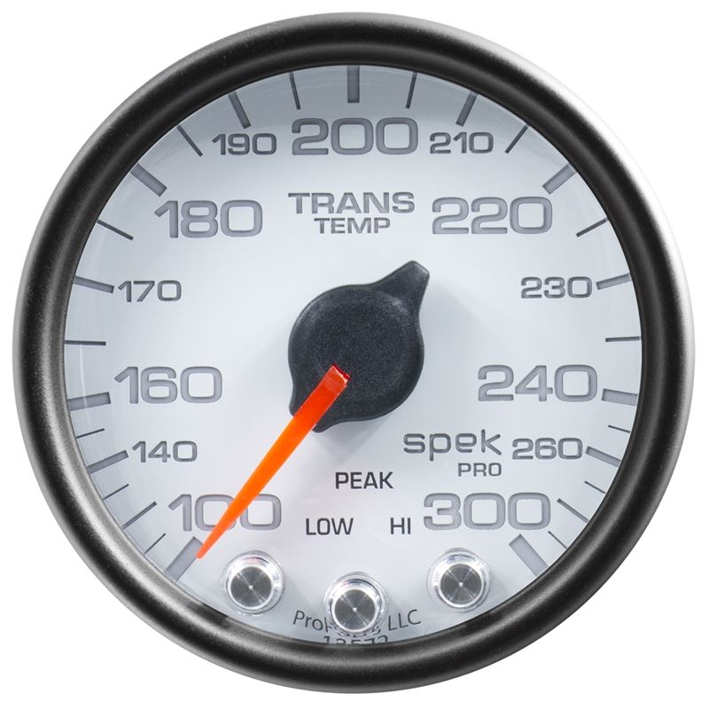 AutoMeter Spek-Pro Gauge Trans Temp 2 1/16in 300f Stepper Motor W/Peak and Warn Wht/Blk (P34212)