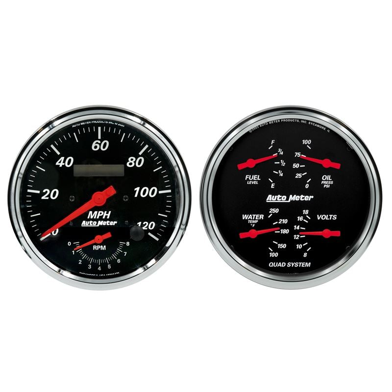 AutoMeter 5" QUAD GA & TACH/ SPEEDO COMBO, DES BLK (1452)