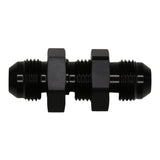 DeatschWerks 8AN Male Flare to 8AN Male Flare Bulkhead Adapter (Incl Nut) - Anodized Matte Black(6-02-0709-B)