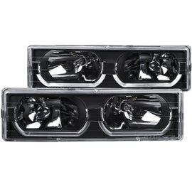 ANZO USA 1988-1998 Chevrolet C1500 Crystal Headlights Black w/ Low - Brow (111299)