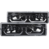 ANZO USA 1988-1998 Chevrolet C1500 Crystal Headlights Black w/ Low - Brow (111299)