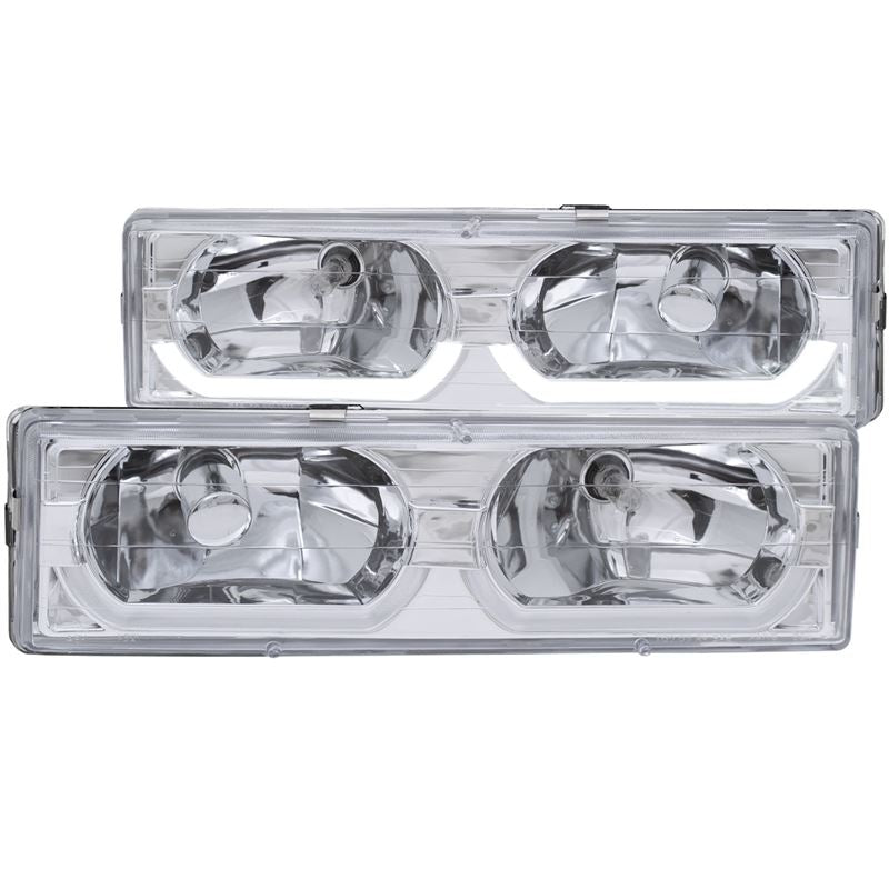 ANZO USA 1988-1998 Chevrolet C1500 Crystal Headlights Chrome w/ Low - Brow (111300)